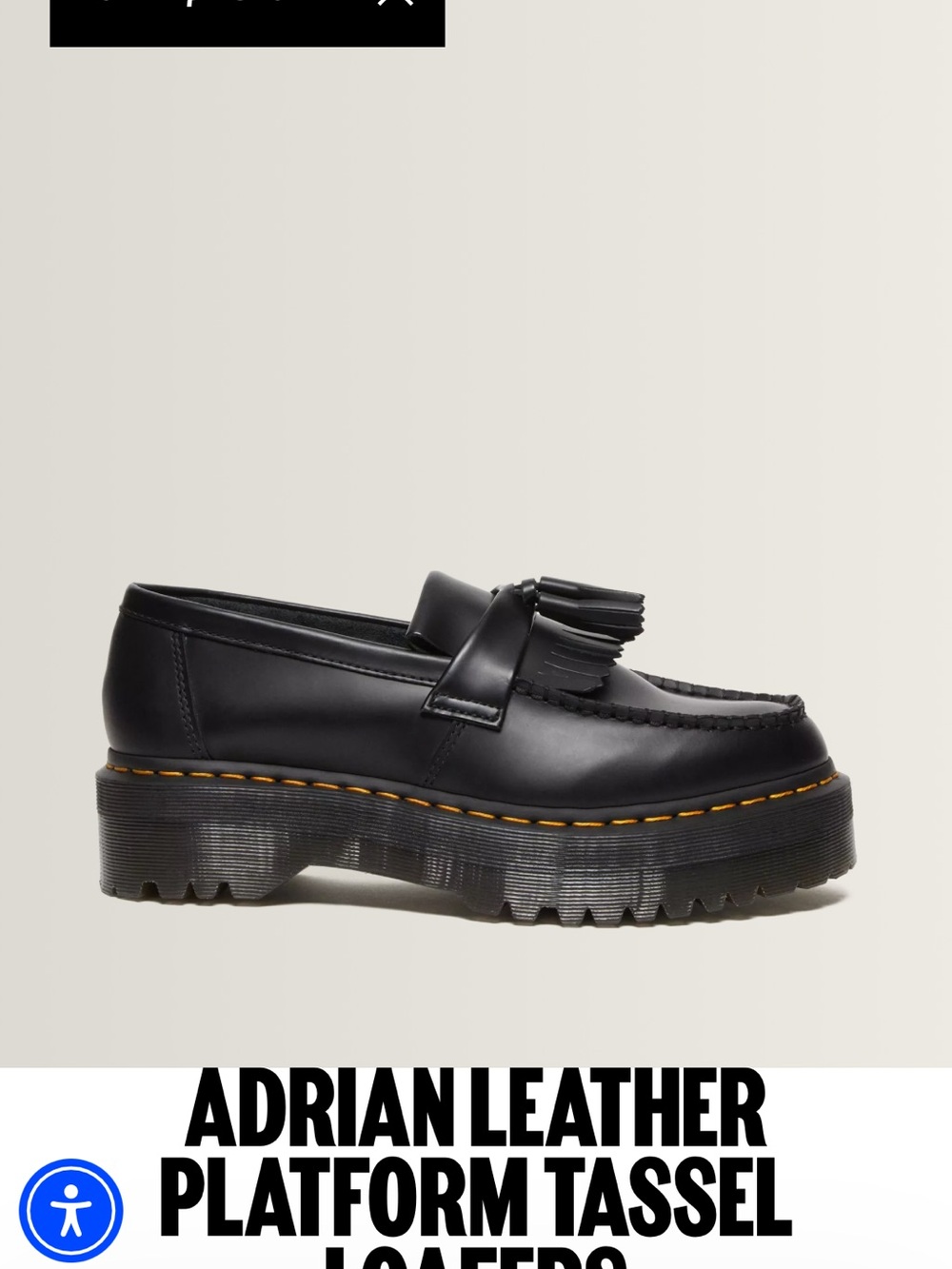 Dr. Martens Black Leather Adrian Platform Tassel Loafers